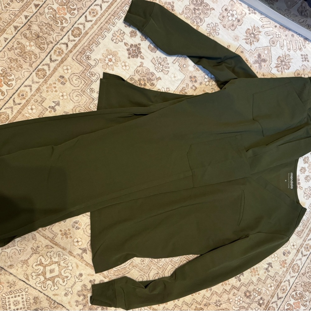 Mandala scrub set Olive Green Long Sleeve and wide leg style pant